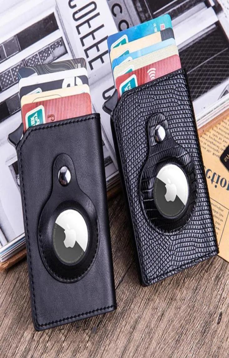 Korthållare Smart Air Tag Wallet RFID Holder Antilost Protective Cover Multifunktionella män Läder med pengarklipp1314860