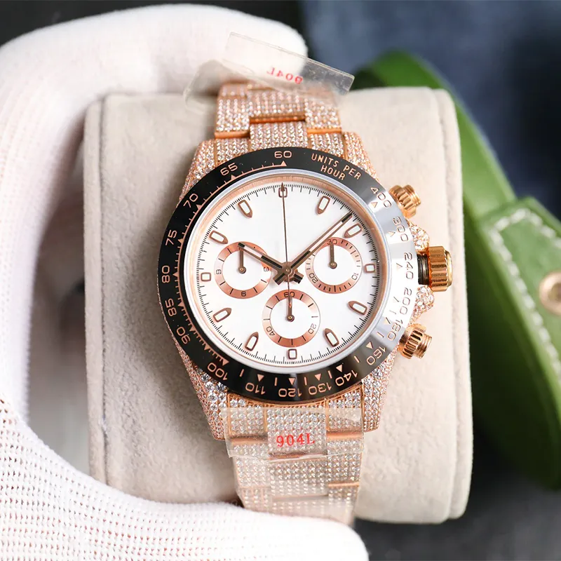 Mens Diamond Watch Tasarımcı İzler Otomatik Mekanik 7750 Hareket Su Geçirmez Moda Sapphire Business Paslanmaz Çelik 40mm Holluwatch Montre De Luxe
