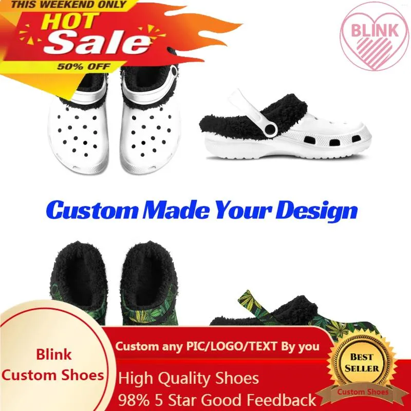 Slippers Custom Sublimation Print Fashion Men Women Home Fuzzy Clog Slides Sandals P65