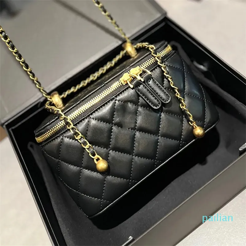 Designer Classic Quilted Mini Box Chain Bags Famous Brand Adjustable Shoulder Strap Crossbody Bag Leather Women Cosmetic Bag Coin Purse