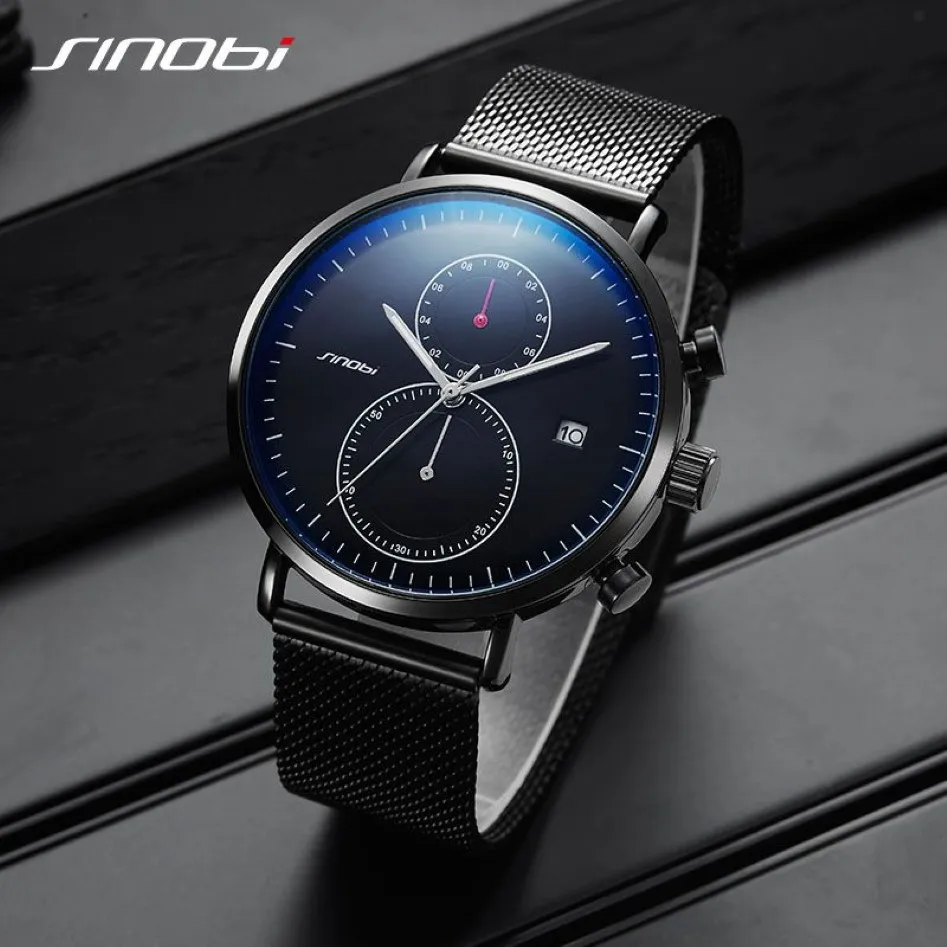 SINOBI nouveaux hommes montre marque affaires montres pour hommes Ultra mince Style montre-bracelet japon mouvement montre mâle Relogio Masculino3556
