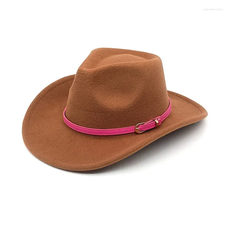 Bérets 13 couleurs femmes style occidental denim laine parasol chapeau hommes classique feutre associé à une ceinture rose soleil extérieur