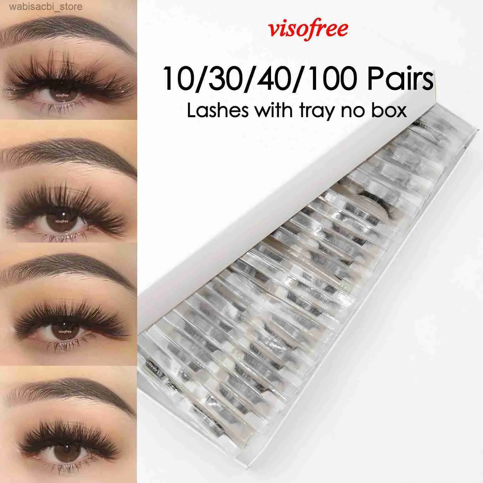 Falska ögonfransar Visofree 30/40/100 Par Lashes Bulk Mink Eyelashes 3D Mink False Eyelashes 100% Cruelty-Free Dramatic Eyelashes 25mm 5D Lashes24327