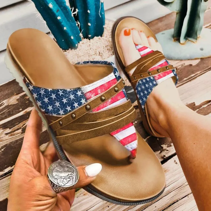 Slippers Sandals For Women Summer Fashion Flat Shoes Retro Flip Flops Wedge Comfort