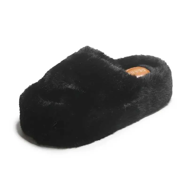 Chinelos Chinelos Cunky Plataforma Fur Slide Womens 2023 Outono Tick Boom Outdoor Plus Size 42 Tipos Designer Soes H240326N6KM