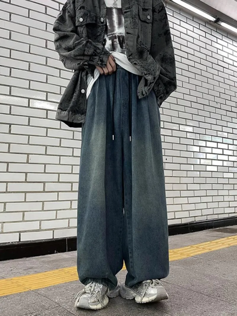 Männer Jeans Hip Hop Breite Bein Frühling Und Herbst Japanischen Stil Retro Gewaschen Mode Marke Ins Lose Spitze Mopp hosen