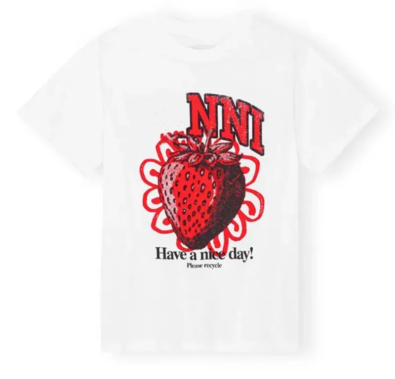Kvinnor T-skjortor Designer Skjorta Strawberry Print Casual Round Neck Loose Cotton Short Sleeved Top Fruit T-shirt för kvinnor