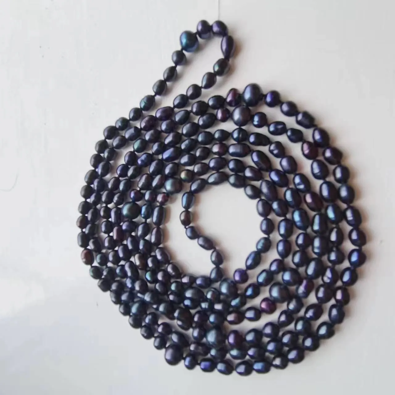 Collier long de perles d'eau douce de riz noir, 5 à 9mm, chaîne de pull de 164cm pour femmes