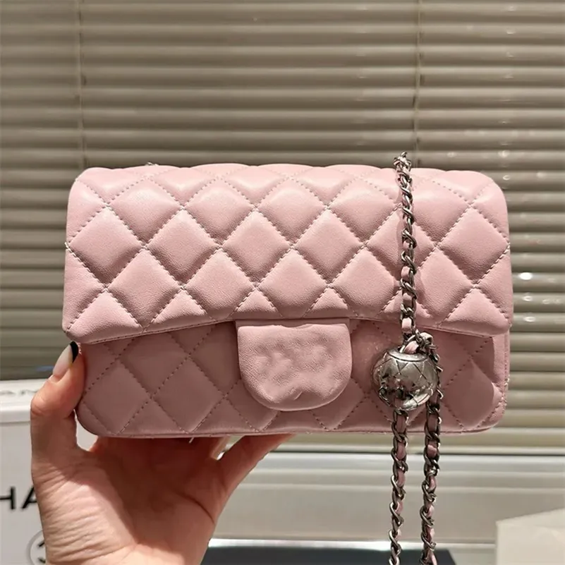 Clássico bola de prata mini aba crossbody sacos acolchoado alça de ombro ajustável saco cosmético designer de luxo feminino bolsa de corrente de couro