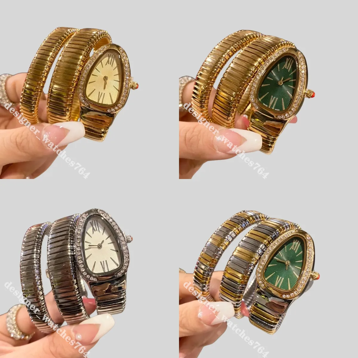 Gold Snake Hollwatches Marka Elmas Paslanmaz Çelik Band Yüksek Kaliteli Tasarımcı Saatler Kadınlar İçin İzle Kadınlar Anneler Günü Hediye Relojes