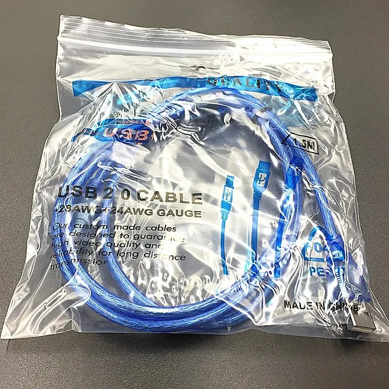 USB-удлинительный кабель «папа-мама» Кабель для передачи данных с экранированным магнитным кольцом USB-кабель полностью медный, прозрачный синий