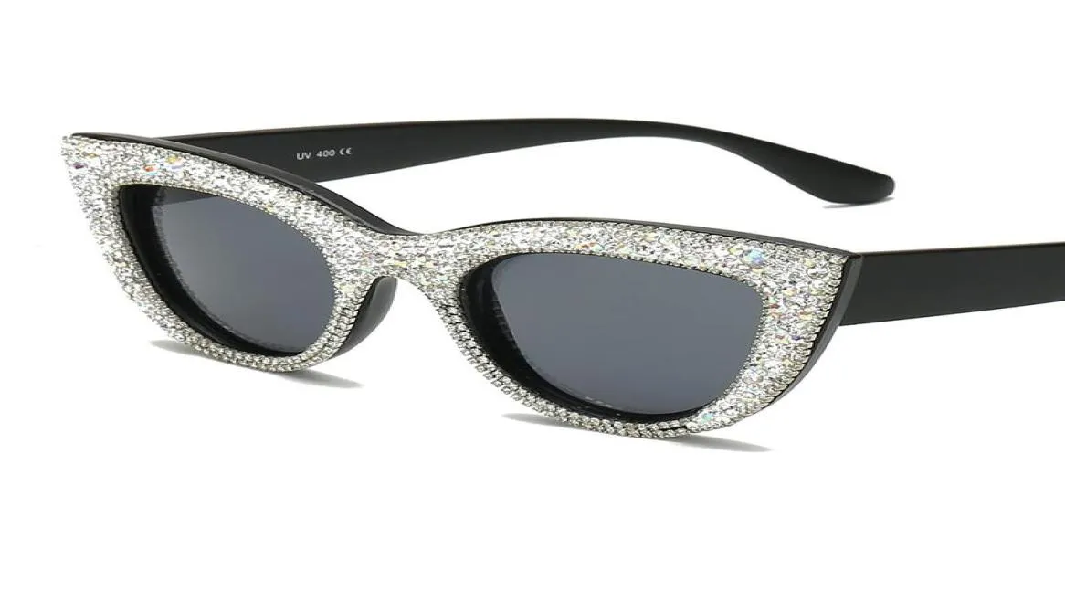 High Quality Cat Eye Vintage Brand Designer Crystal Sunglasses Women Bling Rhinestone Glasses Rave Festival Party Eyewear9153577