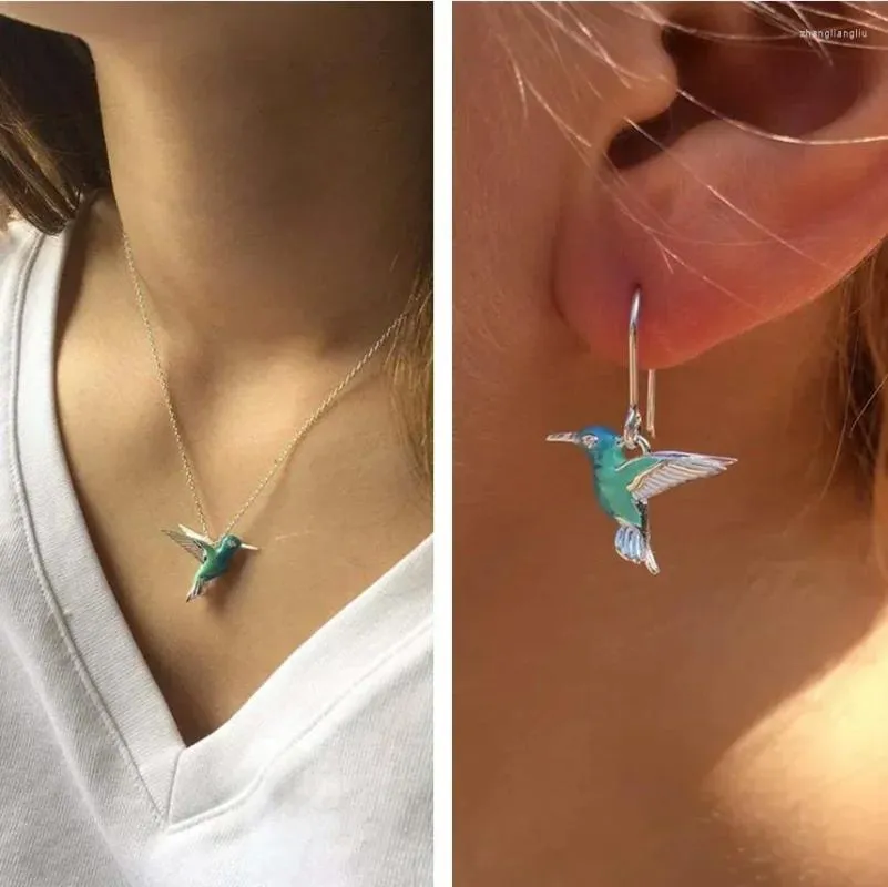 Dangle Oorbellen 2024 Mode Vintage Blauwe Vogel Unieke Kolibrie Vrouwen Dierlijke Sieraden Ontwerpen Voor Dames Meisjes