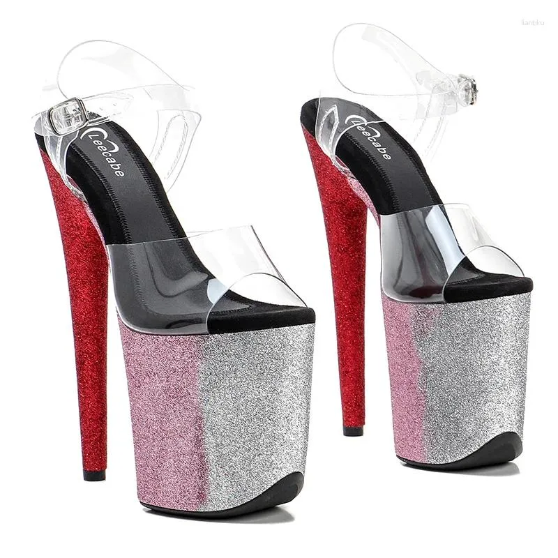Танцевальная обувь Leecabe, разноцветные блестящие сандалии на шесте, цвет 20 см/8 дюймов, женская обувь на высоком каблуке и платформе