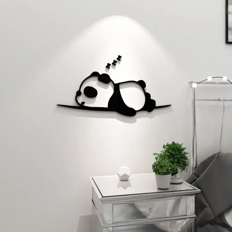 Stickers Creative Cute Cartoon Panda 3D Wall Stickers Acrylic Selfadhesive Stickers Bedroom Bedside Wall Decals DIY Wallpaper Wall Decor