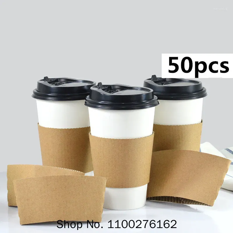 Gobelets jetables pailles 50pcs blanc épais boisson papier tasse fête anniversaire BBQ faveur café avec couvercle et manches Kraft