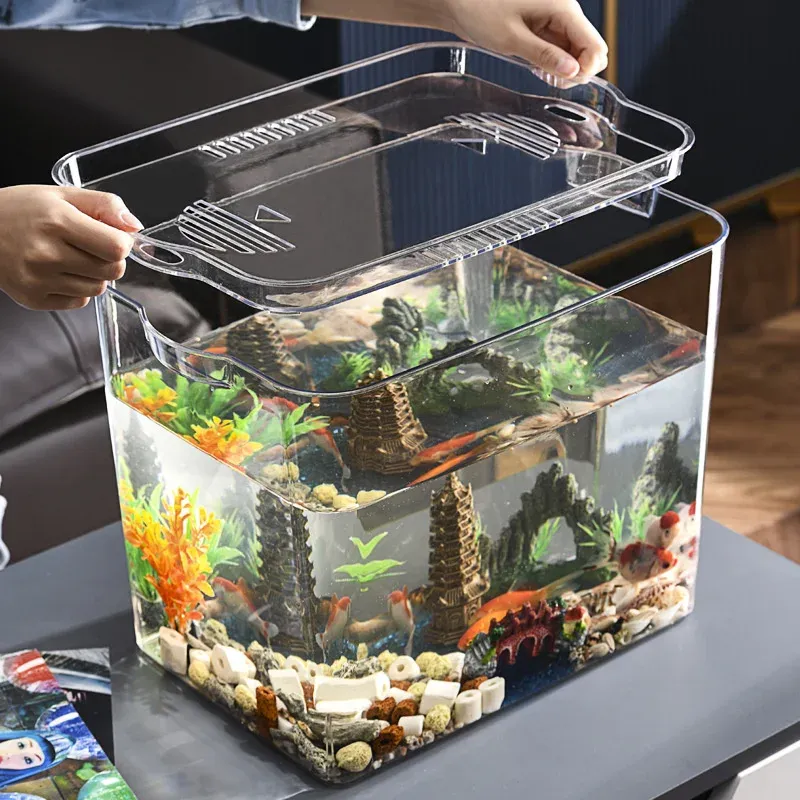 Tanks Pet Explosion Proof Fish Tank Tabletop Mobile Small Ecological Water Tank Aquarium Box Plast Ultrawhite Organic Glass