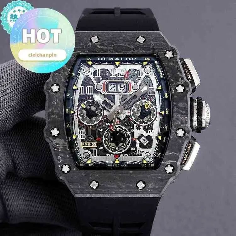 Designer Luxury RM Wrist Watch RM11 Mens mécaniques Mécanique mécanique Red Devil Fibre carbone Hollow Swiss Mouvement RM35