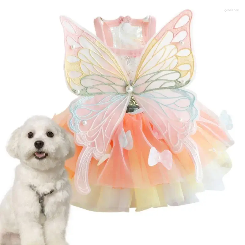 Abbigliamento per cani Abito da principessa per animali domestici Matrimonio bianco traspirante Orgeous Abito colorato primaverile ed estivo Design con ali di farfalla