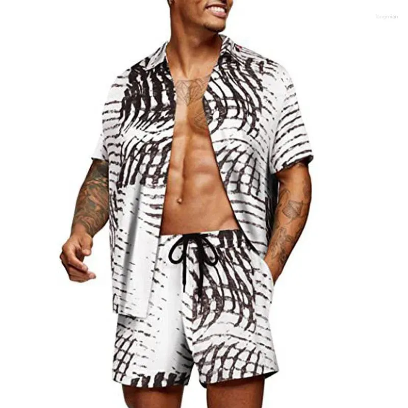 Chemises décontractées pour hommes T-shirt pour hommes Chemise à imprimé floral Set Short à manches courtes Costume Hommes Vêtements Hawaiian Holiday 2 pièces Ensembles MY753