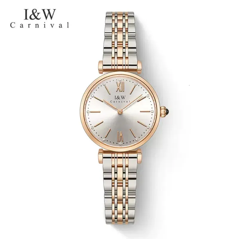 Carnaval Fashion Quartz Wrist montre luxe dames sapphire en acier inoxydable montre étanche élégante pour les femmes Reloj Mujer 240318