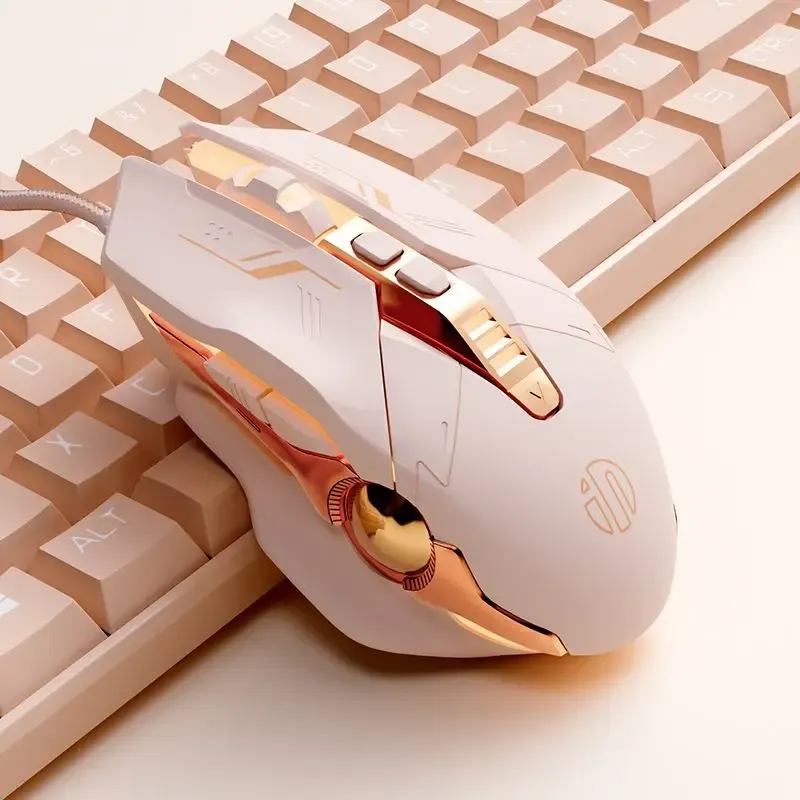 マウス新しい配線ゲーミングマウスサイレントRGBバックライトピンクマウスUSB光学ガールゲーマーマウス用ラップトップPCデスクトップコンピューターオフィスギフト