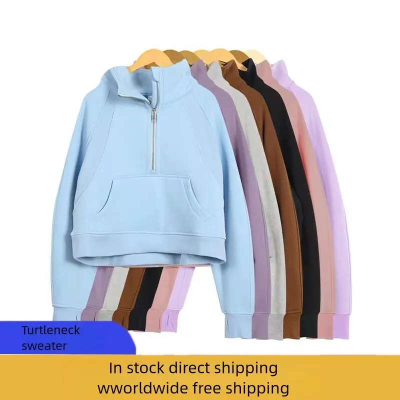 Yoga lu con cappuccio con cappuccio con cappuccio da donna inverno indossano mezza cerniera design femminile tutta zipper lu con cappuccio maglione con cappuccio sport sport a maniche lunghe zip