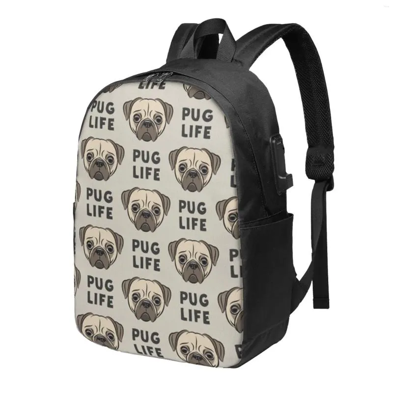 Rucksack Pug Life Classic Basic Canvas Schule Casual Tagesrucksack Büro für Männer Frauen