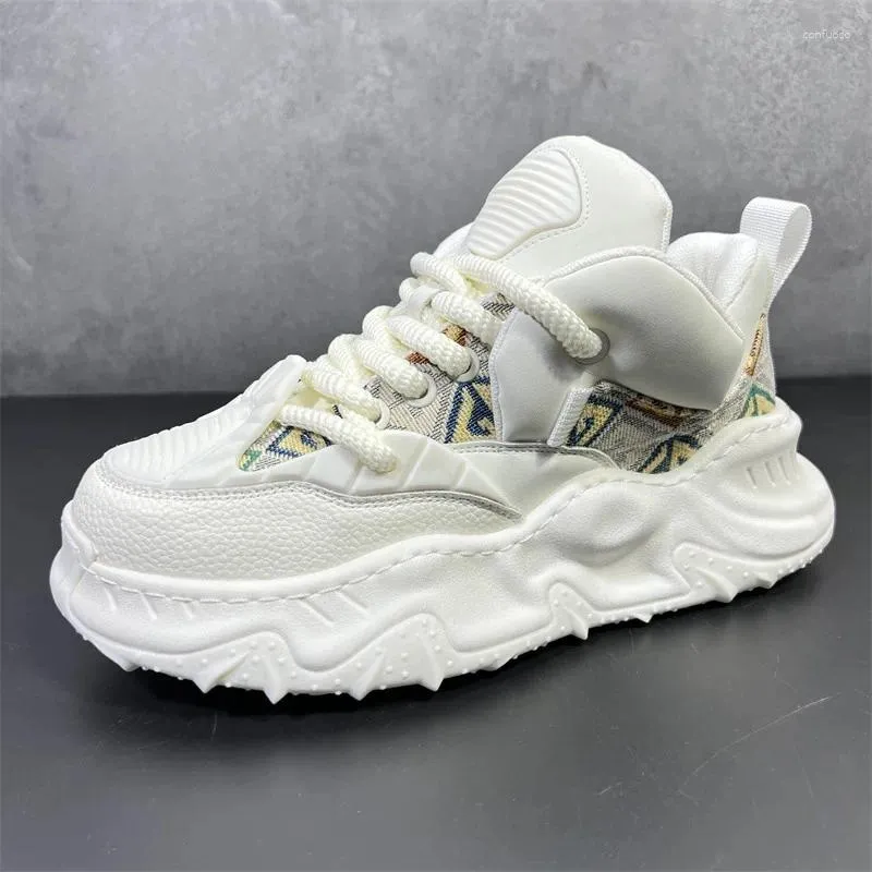 Casual Shoes Chunky Sneaker Men Designer Running Shoe Fashion Microfiber läder andningsbar höjd ökad plattplattform Sport