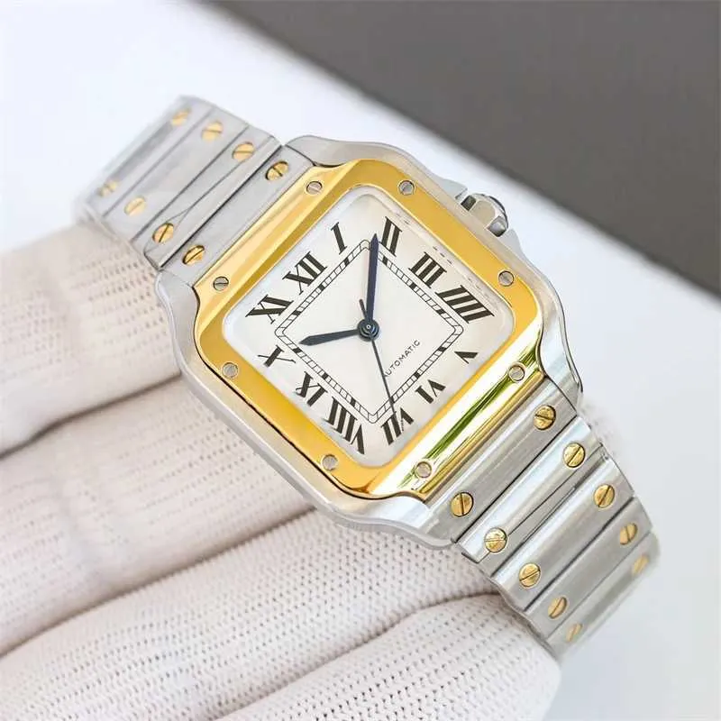 その他の時計高品質の高級デザインスクエアメンズオートマチックウォッチオリジナルトップレベルの時計ソリッドスチール防水ファッションウォッチj240326