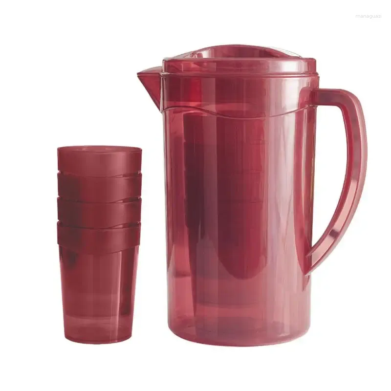 Hip Flasks Water Pitcher Drinkware Cold Container Large -Capacity With Cups And Lid Portable