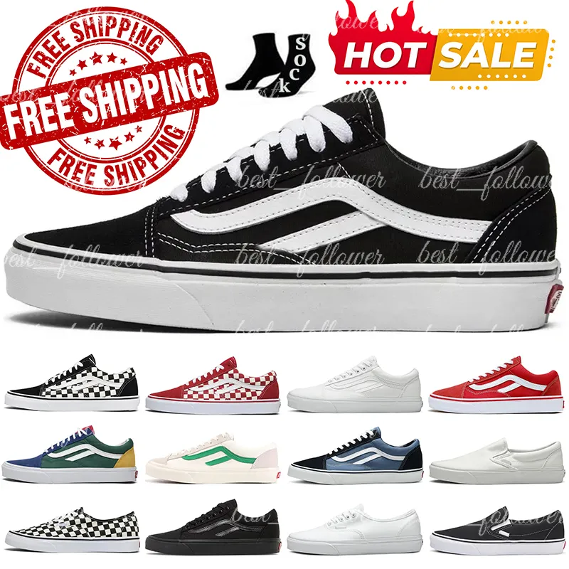 Designer Vans Old Skool Casual Skate Shoes For Men and Women Black White Green Sizes 36 44 2024