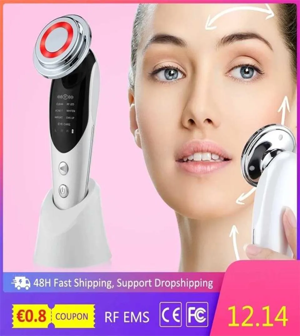 7 I 1 Face Lift Devices RF Microcurrent Skin Rejuvenation Massager Lättterapi Anti Aging Wrinkle Beauty Apparatus 2201102313970