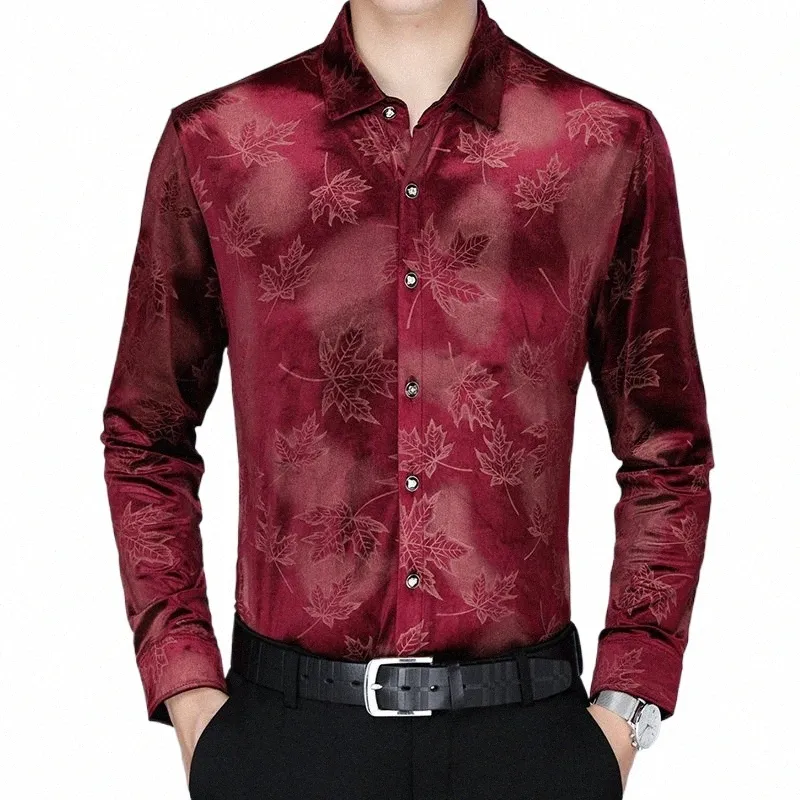 LG SLEEVE HERS SILK VEET SHIRTS 2019 Spring Autumn Mane Casual Veet Men Full Sleeve Frs Dr Shirt W9tr#