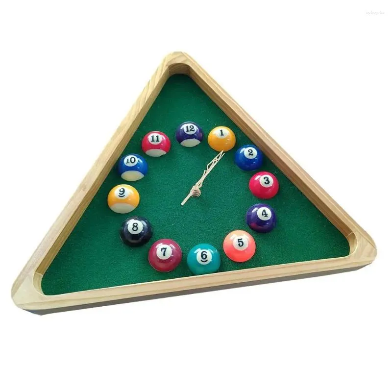 Wall Clocks Billiards Theme Clock Wood Frame Room Decoration Battery Powered For Kitchen Office Easily Install Durable Multifunctional