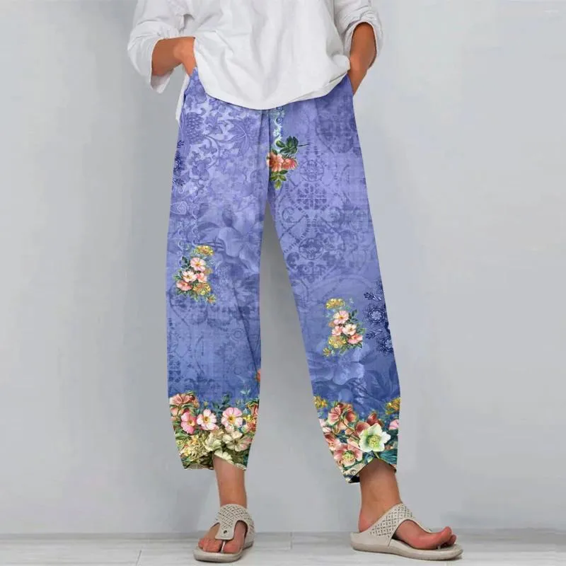 Pantalon Femme Personnalité Pour Femmes Casual Mode Large Jambe Lâche Motif Imprimé Culotte Été Confortable Cheville Longueur Pantalon 2024