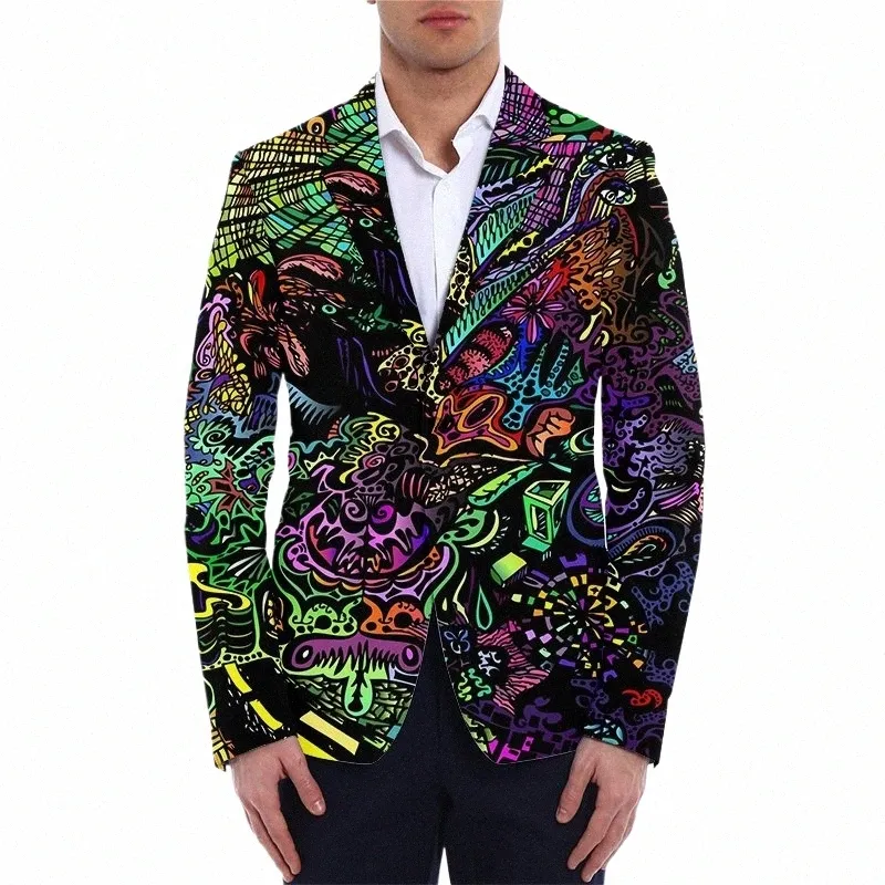 Graffiti Blazers Man Zomer Jassen Mannen Casual Mannelijke Jas Voor Mannen Costum Suits Fi Busin Oversize Slanke Ontwerp Jas set I4dl #