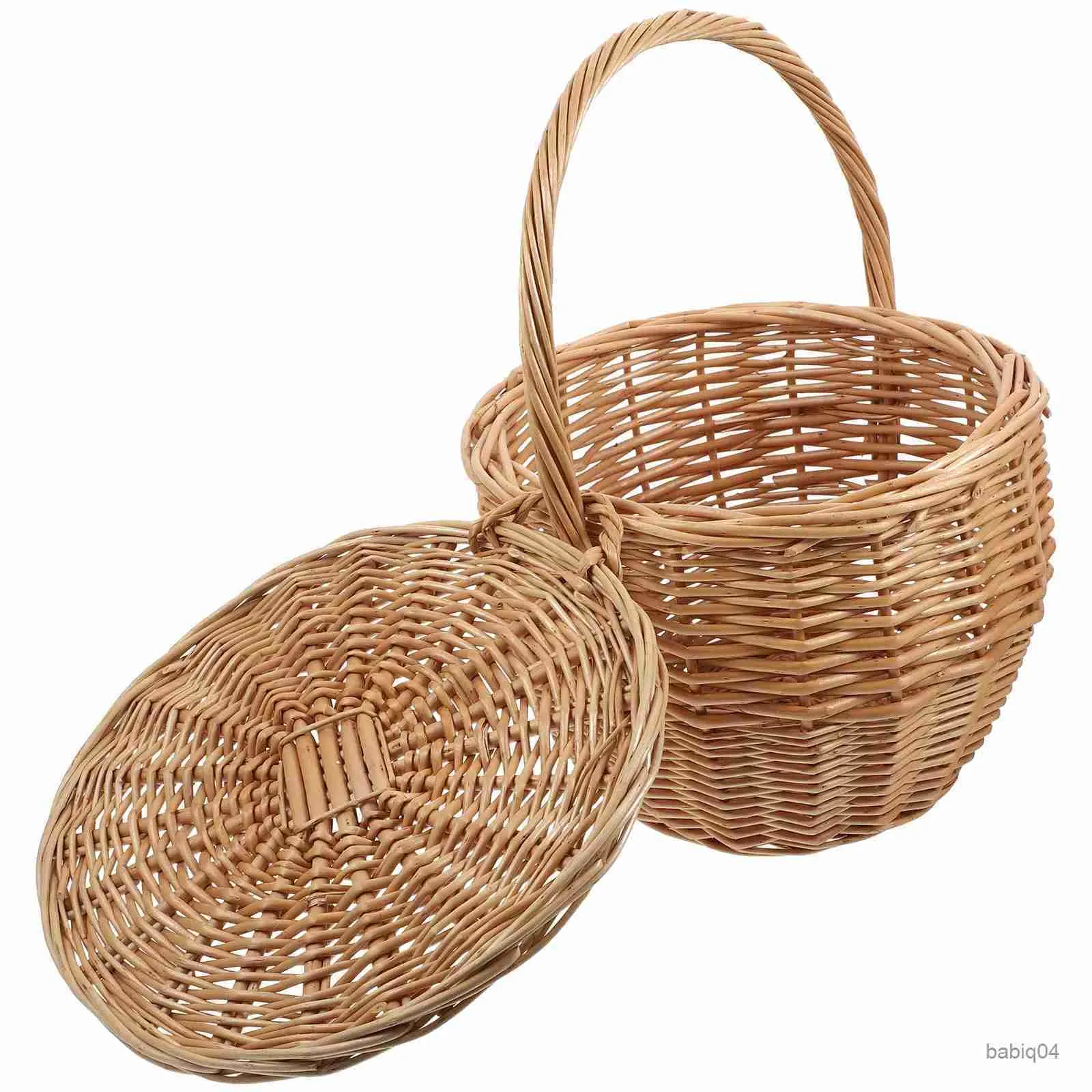 Storage Baskets er Woven with Handle Picnic Basket Rustic Flower Basket Flower Girl Basket Storage Basket