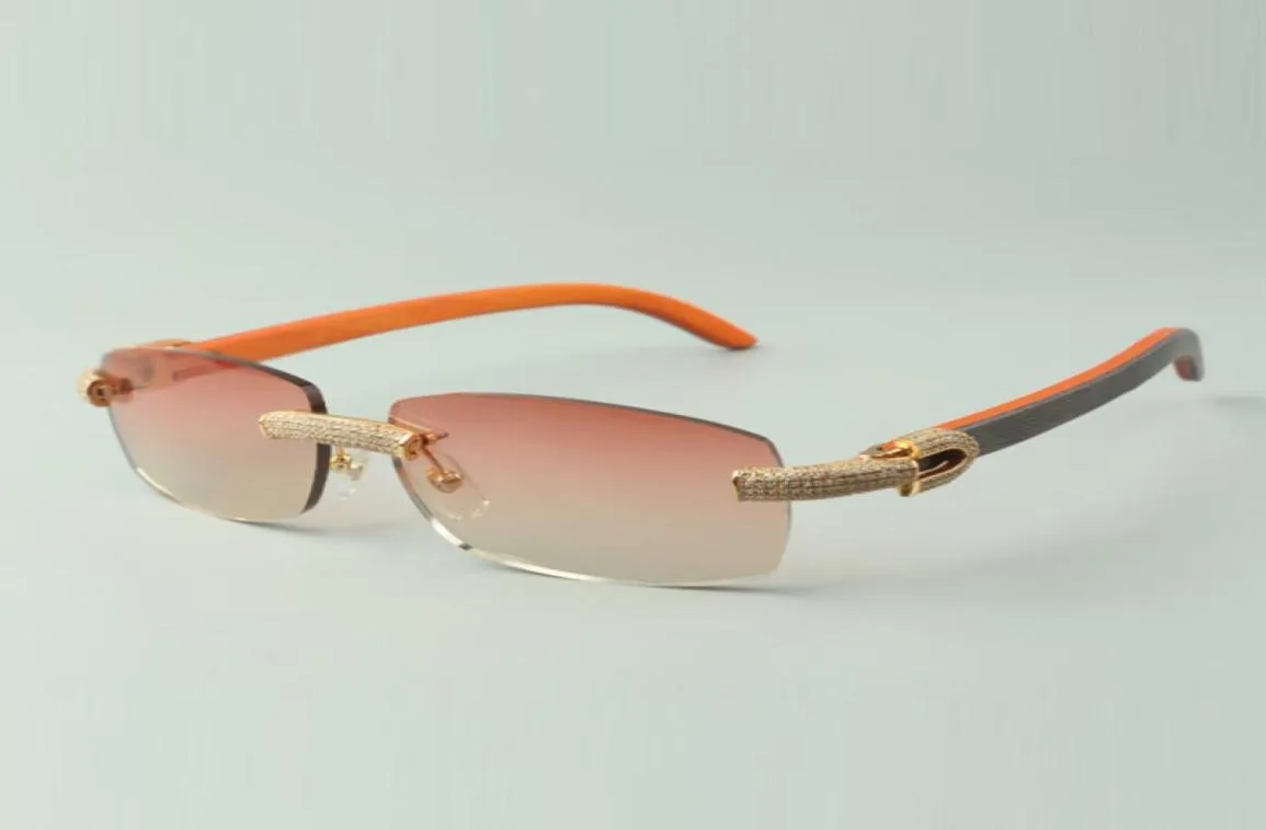 Gafas de sol Direct s con micropavé de diamantes 3524026 con patillas de madera natural naranja, tamaño de gafas de diseñador 5618135 mm8168767