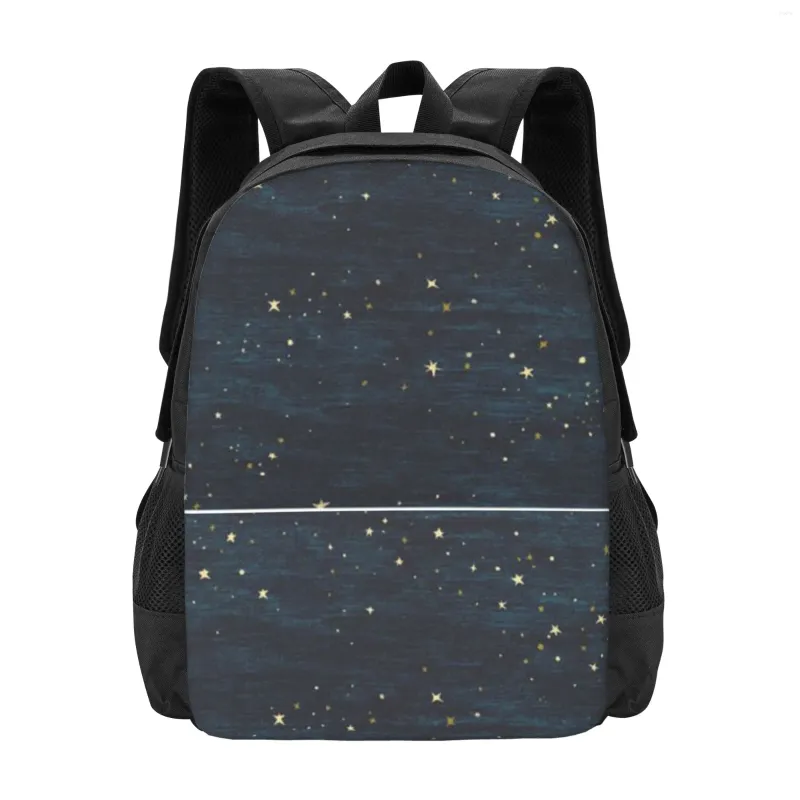 Mochila Night Sky Stars Midnight Azul Clássico Básico Canvas Escola Casual Daypack Office para Homens Mulheres