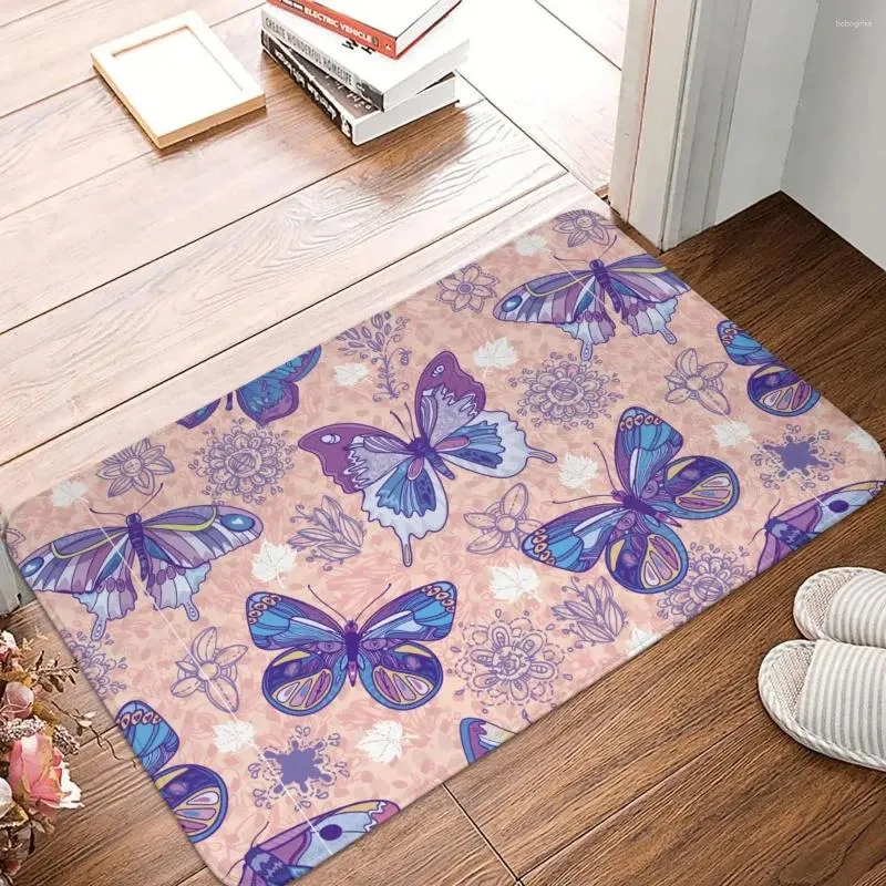 Tapis Paillasson antidérapant Papillon Floral Tapis Salon Cuisine Tapis Prière Intérieur Décoratif