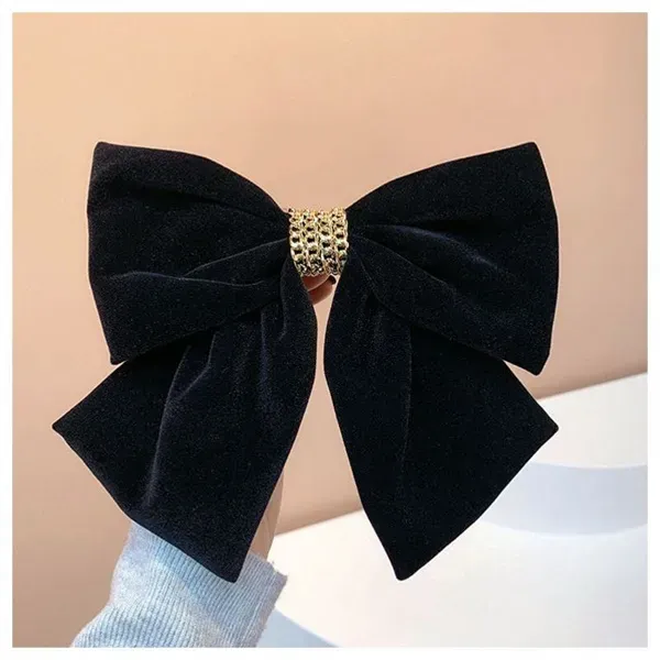 Upgraded velvet bow hair hairpin women's large back of head super immortal soft collapse headdress top clip hairpin