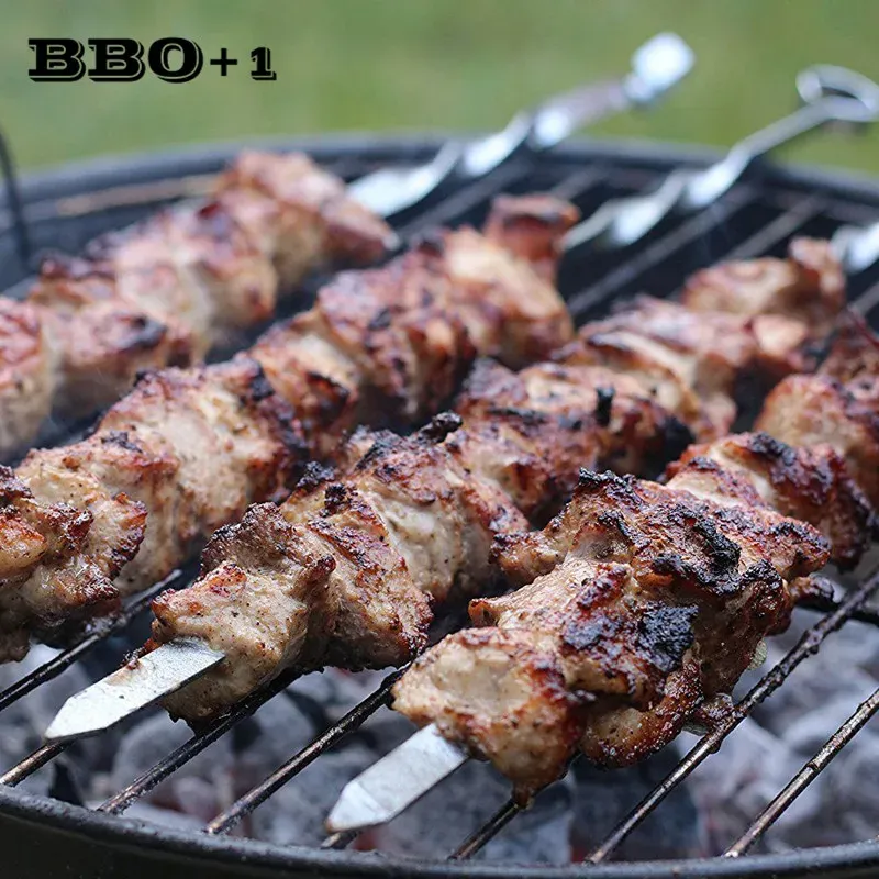 Skewers 4/6/10/12pcs/Set Barbecue Meat String Skewers Chunks Of Meat Stainless Steel churrasqueira Roast Stick For BBQ Outdoor Picnic