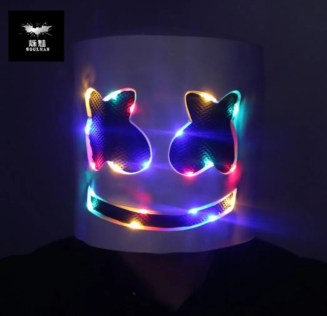 Реквизит для вечеринки в честь Хэллоуина, милый DJ светодиодный блестящий шлем для вечеринки Marshmello, маска 4641464