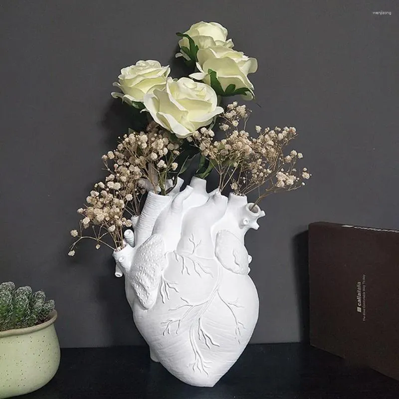 Vases Anatomical Heart Shape Vase INS Nordic Flower Pot Body Art Sculpture Home Decor Desktop Ornament Plant Holder