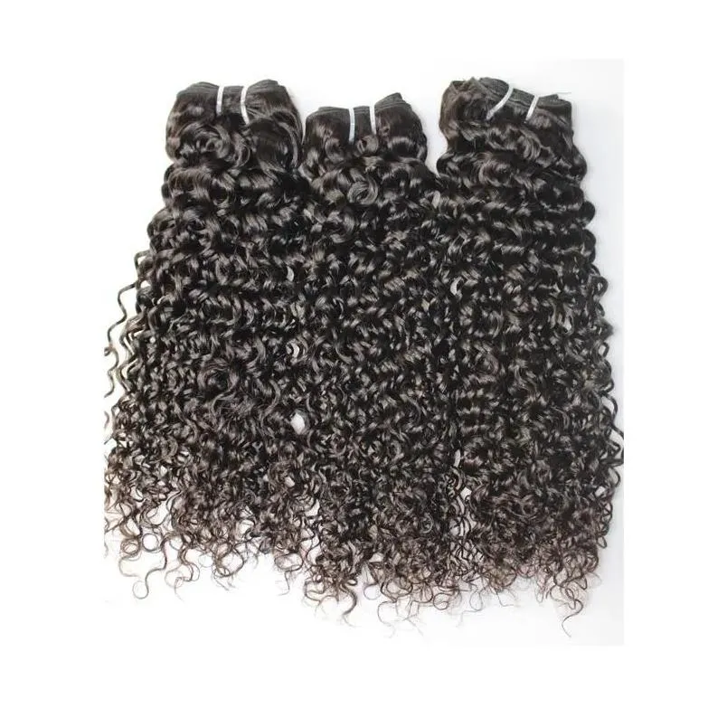 Tramas de cabelo Bq Tecelagem Encaracolado Brasileiro Maiaysian Indiano Jerry 3 Pcs Pacotes Não Processados ​​Onda Humana Weave Fast Drop Delivery Produtos Ext Otwos