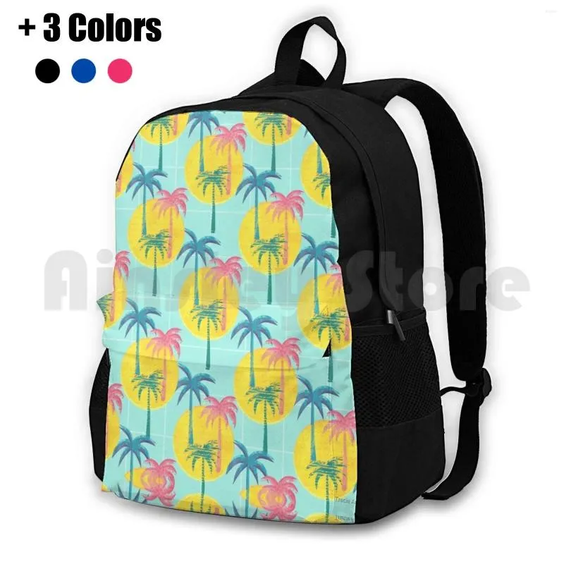 Backpack Retro Palms Outdoor Hiking Riding Climbing Sports Bag Tree Palm Trees Pattern Tropical Summer Leaves