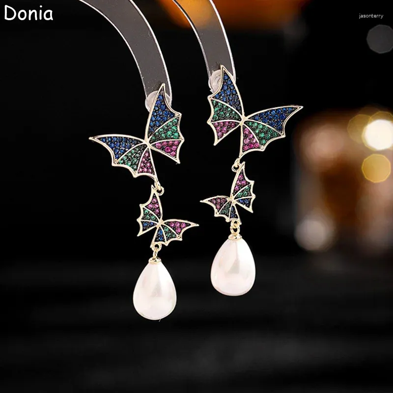 매달린 귀걸이 Donia Jewelry 유럽 및 미국 패션 나비 구리 마이크로 감독 지르콘 드롭 동물 럭셔리