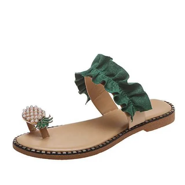 Тапочки, тапочки, 8 цветов, ГОРЯЧИЕ сандалии большого размера, женские носки, противоскользящие тапочки с плоским дном, пляжная обувь с кружевом и ананасом H240326B3PR