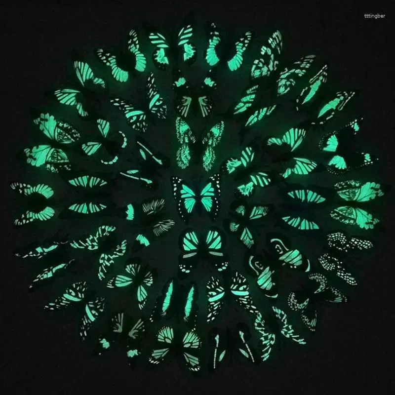 Naklejki ścienne 20pcs Luminous Butterfly naklejka na pokój dziecięcy mieszkająca lodówka Dekoracja domu 8 cm